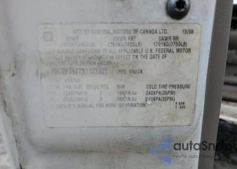 1999 Chevrolet Silverado K1500 из США, поврежденный, VIN 2GCEK19T7X1127927